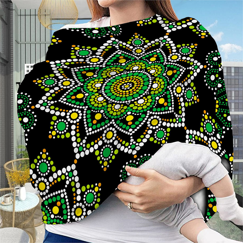 Green White Dot Mandala Print Baby Seat Cover
