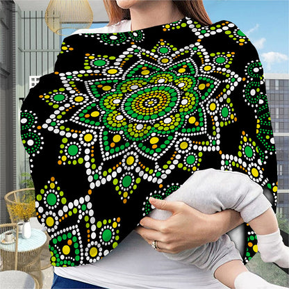 Green White Dot Mandala Print Baby Seat Cover