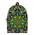 Green White Dot Mandala Print School Backpack