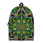 Green White Dot Mandala Print Backpack