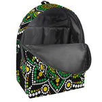 Green White Dot Mandala Print Backpack