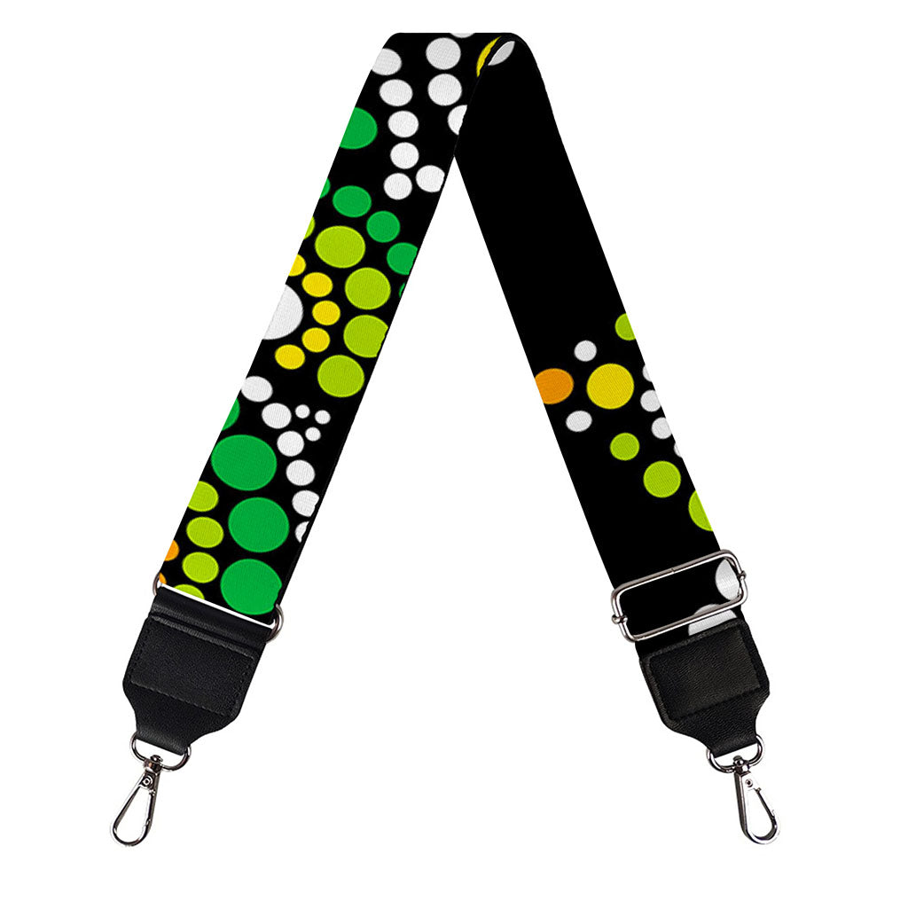Green White Dot Mandala Print Bag Strap