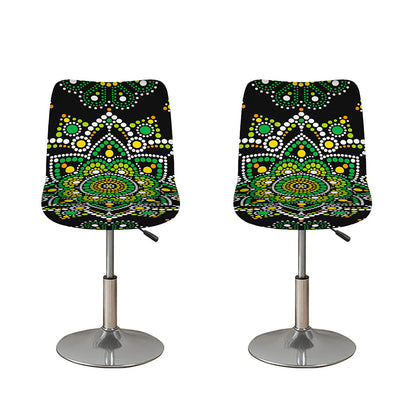 Green White Dot Mandala Print Bar Stool Covers