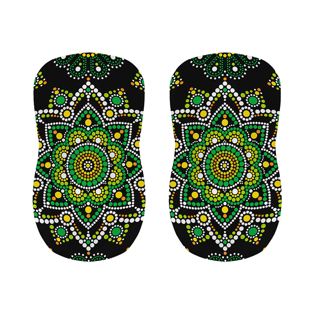 Green White Dot Mandala Print Bar Stool Covers