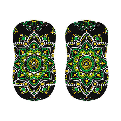 Green White Dot Mandala Print Bar Stool Covers