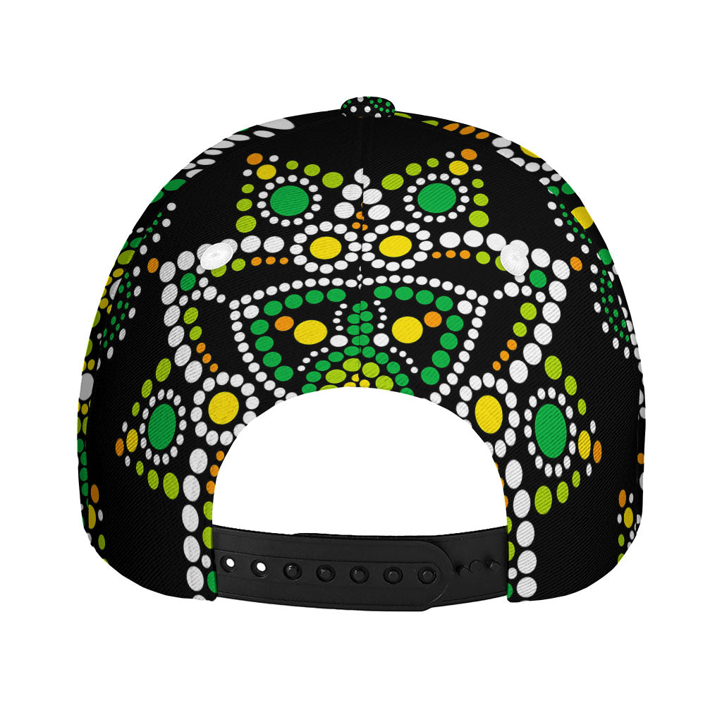 Green White Dot Mandala Print Baseball Cap