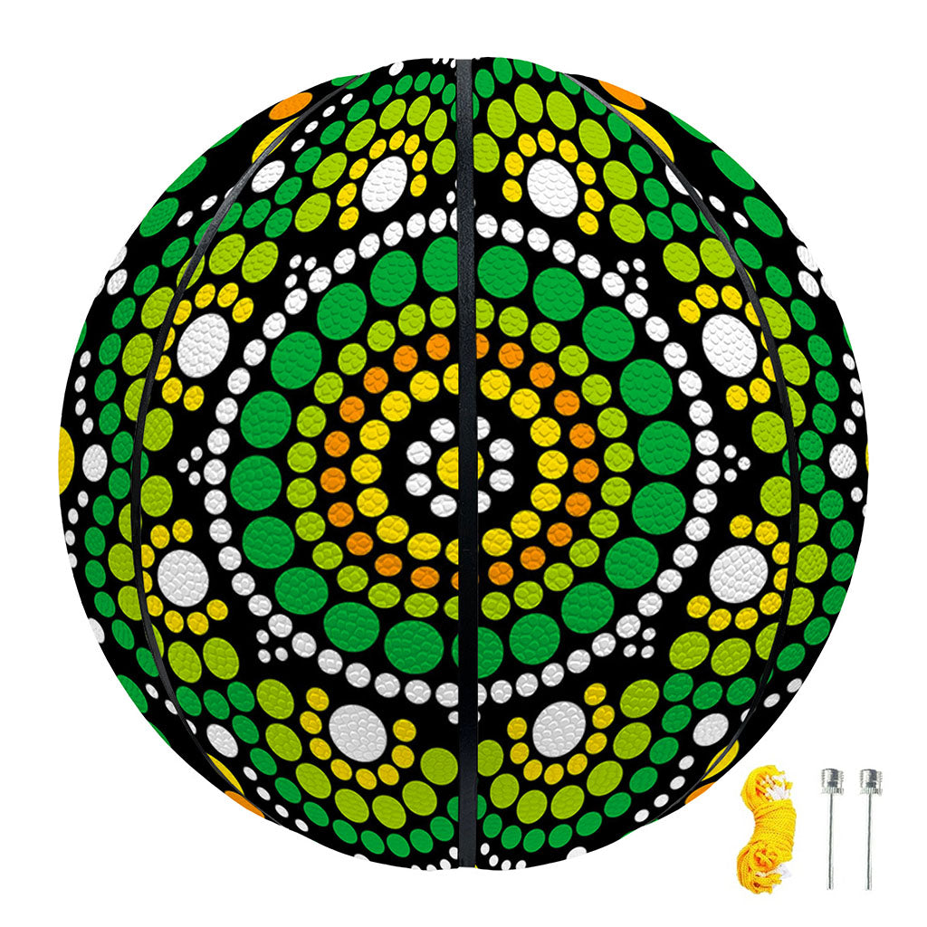 Green White Dot Mandala Print Basketball