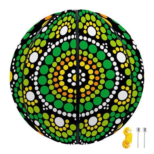 Green White Dot Mandala Print Basketball
