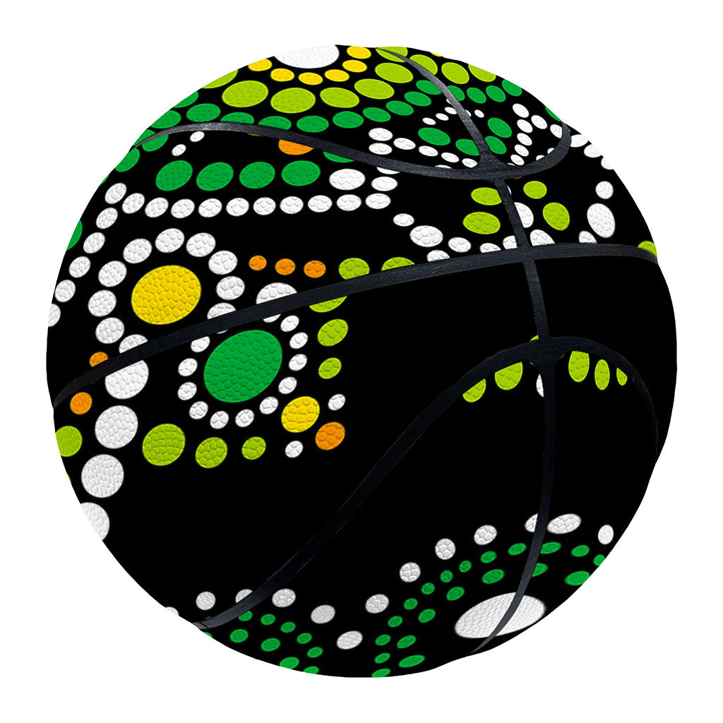Green White Dot Mandala Print Basketball
