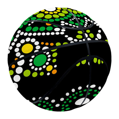 Green White Dot Mandala Print Basketball