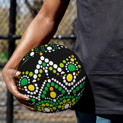 Green White Dot Mandala Print Basketball