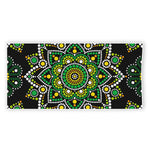 Green White Dot Mandala Print Beach Towel