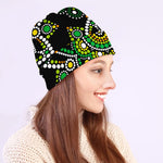 Green White Dot Mandala Print Beanie