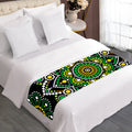 Green White Dot Mandala Print Bed Runner