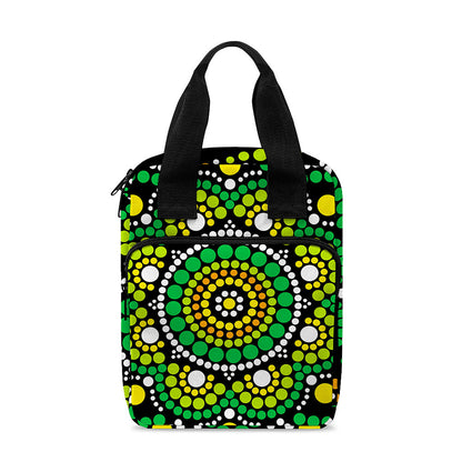 Green White Dot Mandala Print Bible Tote Bag