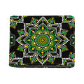 Green White Dot Mandala Print Bifold Wallet