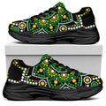 Green White Dot Mandala Print Black Chunky Shoes