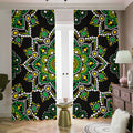 Green White Dot Mandala Print Dimout Pencil Pleat Curtains