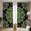 Green White Dot Mandala Print Blackout Pencil Pleat Curtains