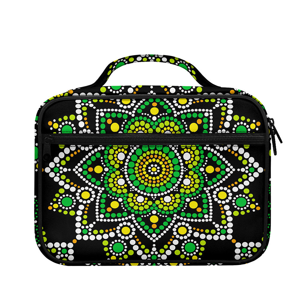 Green White Dot Mandala Print Briefcase Bible Bag