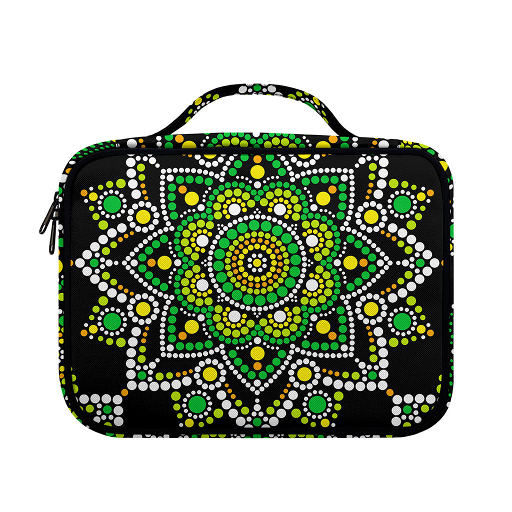 Green White Dot Mandala Print Briefcase Bible Bag