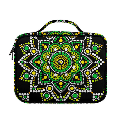Green White Dot Mandala Print Briefcase Bible Bag