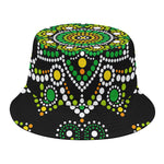 Green White Dot Mandala Print Bucket Hat