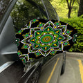 Green White Dot Mandala Print Car Side Mirror Covers