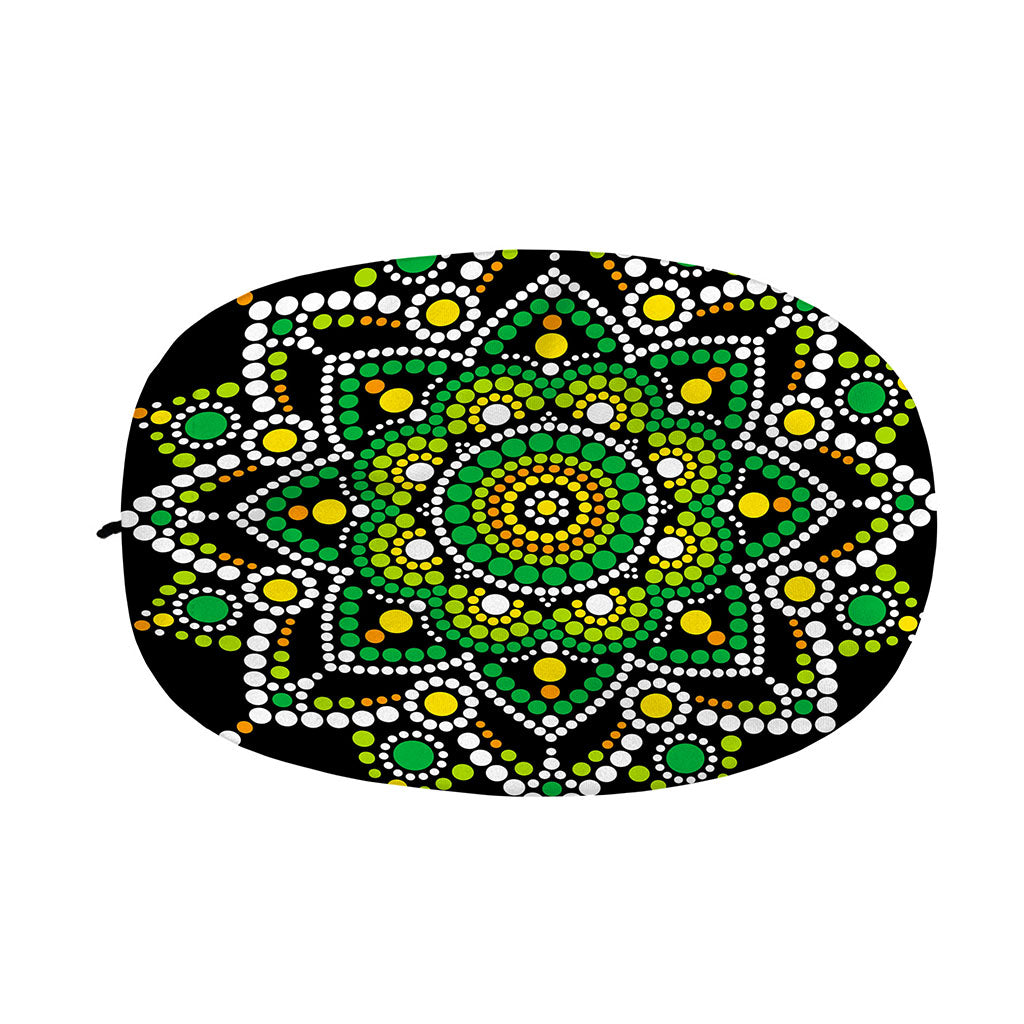 Green White Dot Mandala Print Car Side Mirror Covers