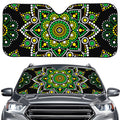 Green White Dot Mandala Print Car Windshield Sun Shade
