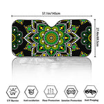 Green White Dot Mandala Print Car Windshield Sun Shade