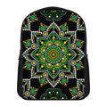 Green White Dot Mandala Print Casual Backpack