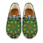 Green White Dot Mandala Print Casual Shoes