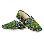 Green White Dot Mandala Print Casual Shoes