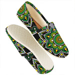 Green White Dot Mandala Print Casual Shoes