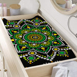 Green White Dot Mandala Print Changing Pad Cover