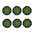 Green White Dot Mandala Print Coaster Set