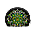 Green White Dot Mandala Print Coin Purse