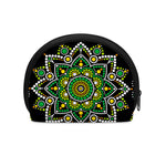Green White Dot Mandala Print Coin Purse
