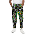 Green White Dot Mandala Print Cotton Sweatpants