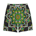 Green White Dot Mandala Print Cotton Shorts