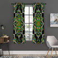 Green White Dot Mandala Print Grommet Curtain Panels