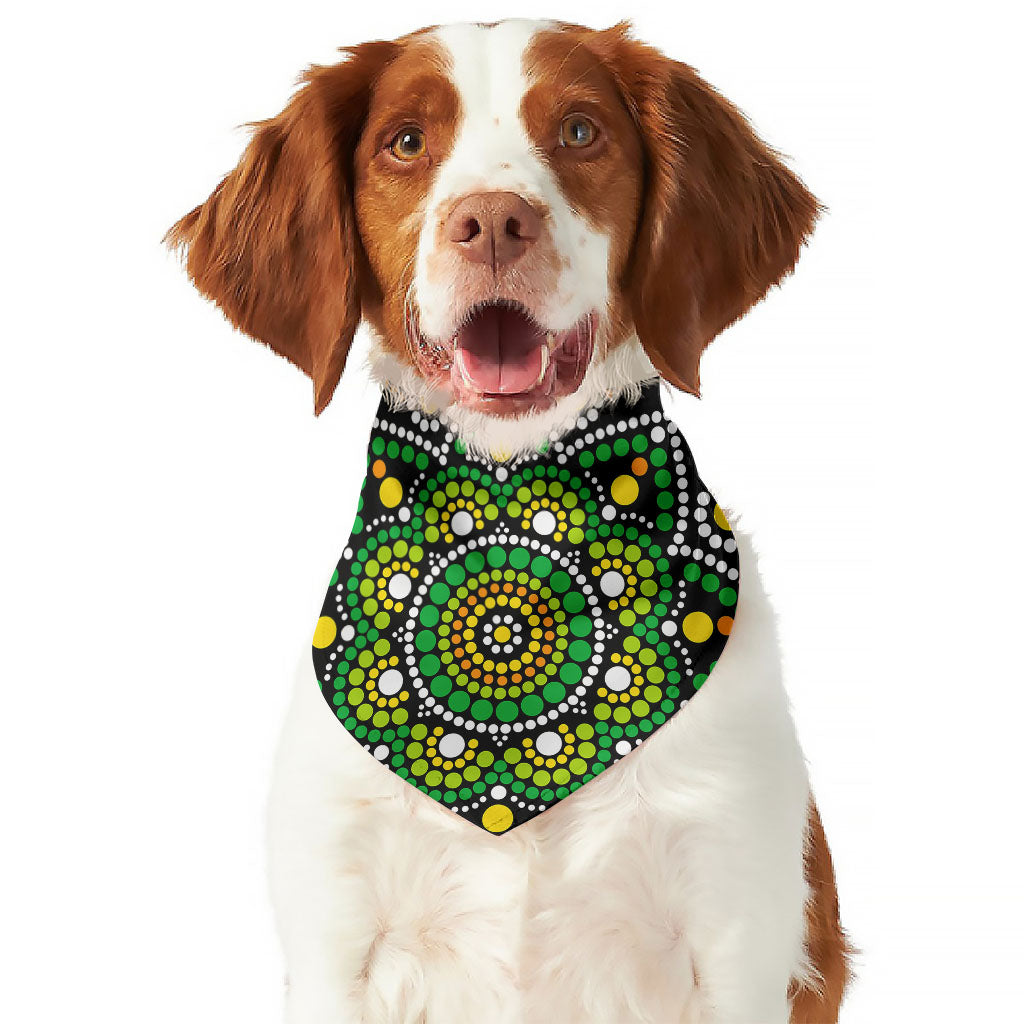 Green White Dot Mandala Print Dog Bandana