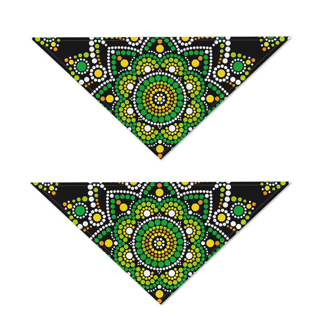 Green White Dot Mandala Print Dog Bandana