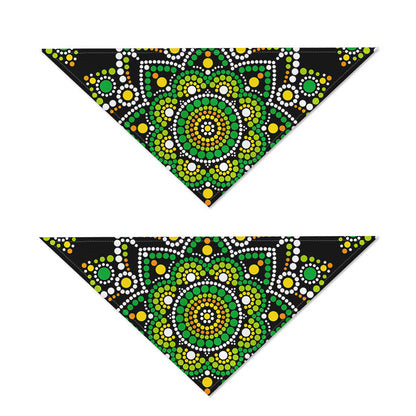 Green White Dot Mandala Print Dog Bandana