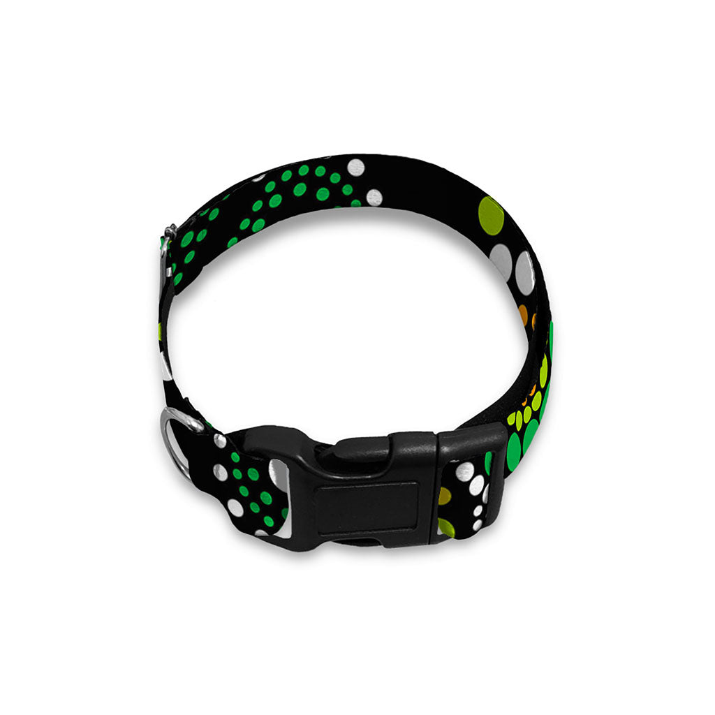 Green White Dot Mandala Print Dog Collar