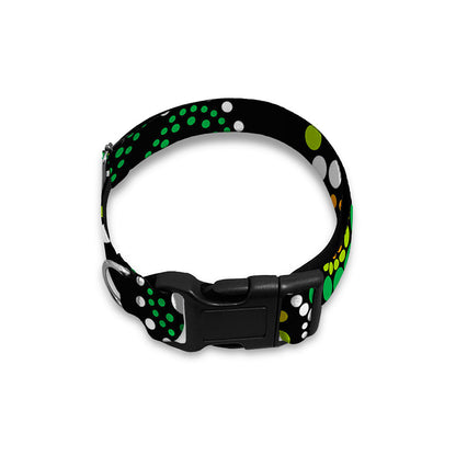 Green White Dot Mandala Print Dog Collar