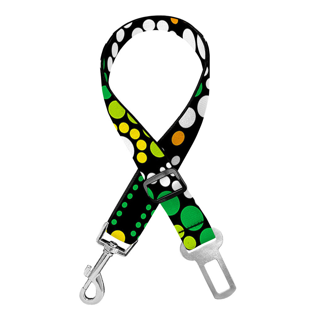 Green White Dot Mandala Print Dog Seat Belt
