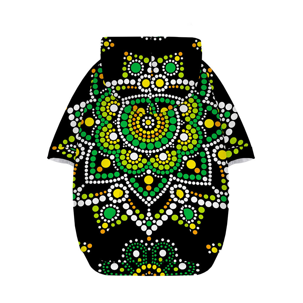 Green White Dot Mandala Print Dog Zip Up Hoodie