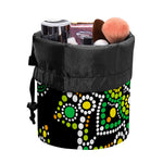 Green White Dot Mandala Print Drawstring Makeup Bag